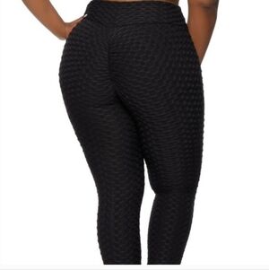 New Mix Black Textured High Waist Leggings Women’s Stretch Skinny Pants